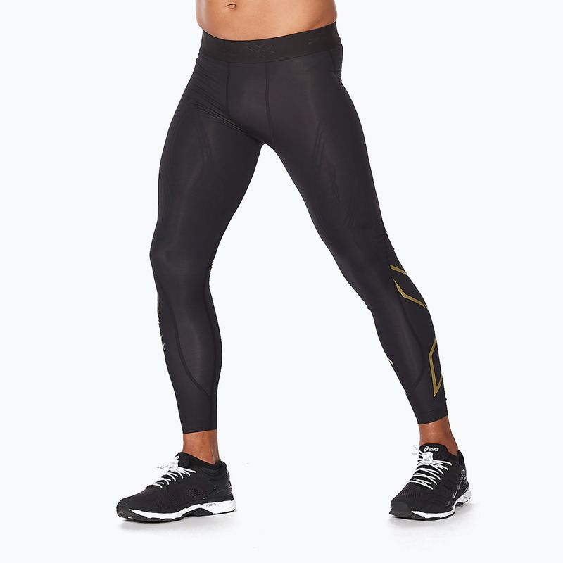 Herren 2XU Force Compression Trainingsleggings schwarz und gold MA5365B 5