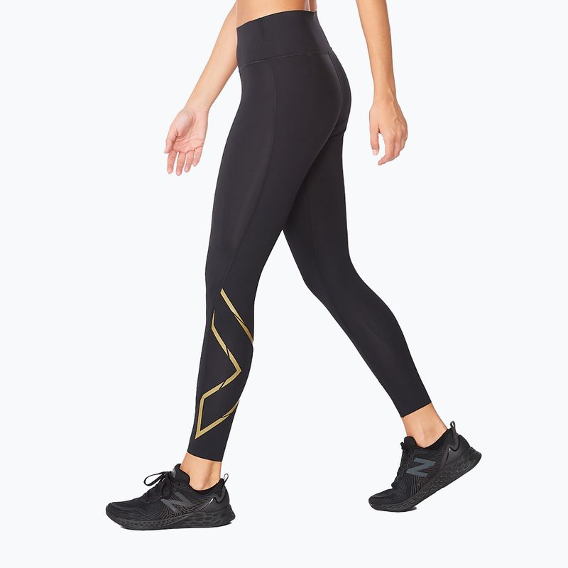Damen Trainingsleggings 2XU Force Mid-Rise Compression schwarz und gold WA5367B 2