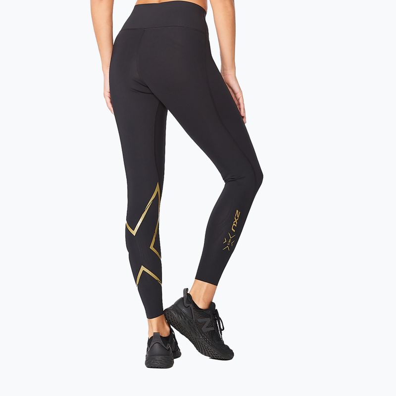 Damen Trainingsleggings 2XU Force Mid-Rise Compression schwarz und gold WA5367B 4