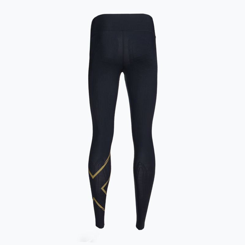 Damen Trainingsleggings 2XU Force Mid-Rise Compression schwarz und gold WA5367B 7