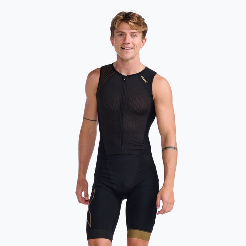 Herren Triathlonanzug 2XU Light Speed Front Zip schwarz/gold