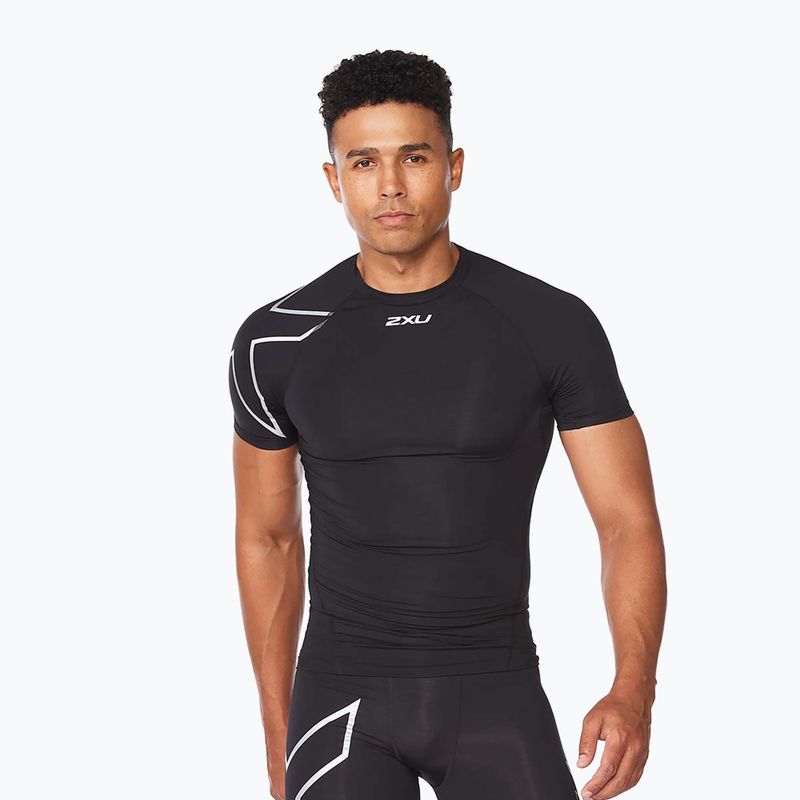 Herren 2XU Core Compression Trainings-Longsleeve schwarz/silber MA6399A