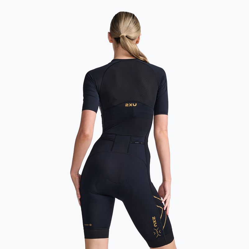 Damen Triathlonanzug 2XU Light Speed Sleeved schwarz/gold 2