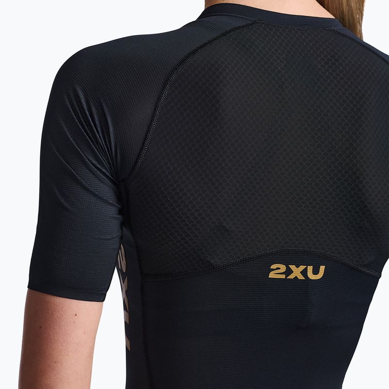 Damen Triathlonanzug 2XU Light Speed Sleeved schwarz/gold 4