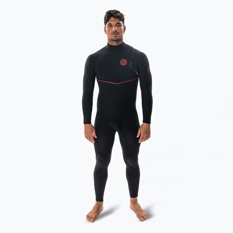 Herren Rip Curl Flashbomb Fusion 3/2mm Zip Free Schwimmen Schaum schwarz