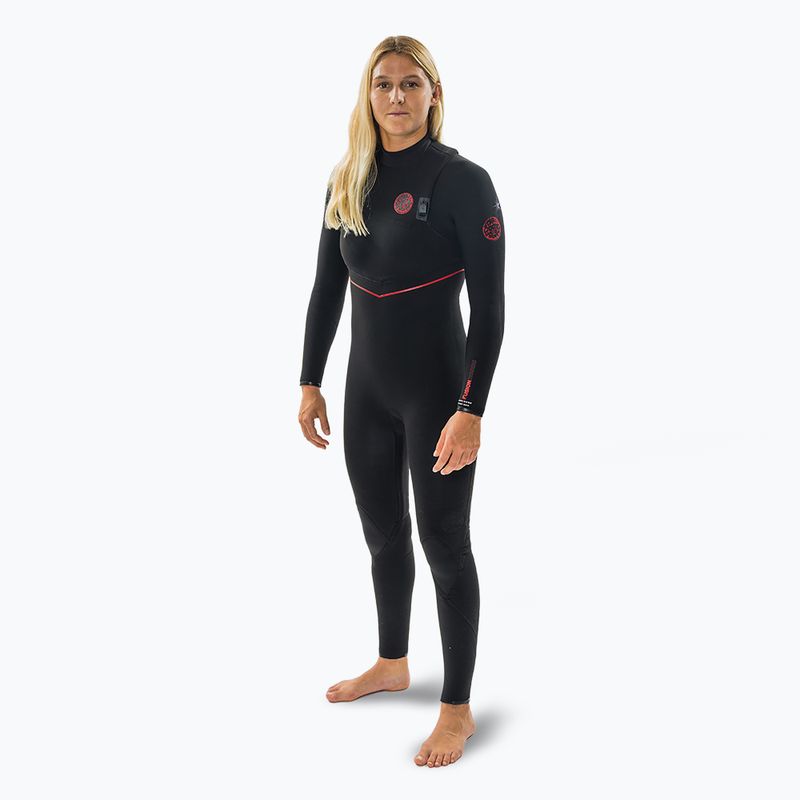 Damen Rip Curl Flashbomb Fusion 3/2 mm Zip Free Schwimmen Schaum schwarz 3