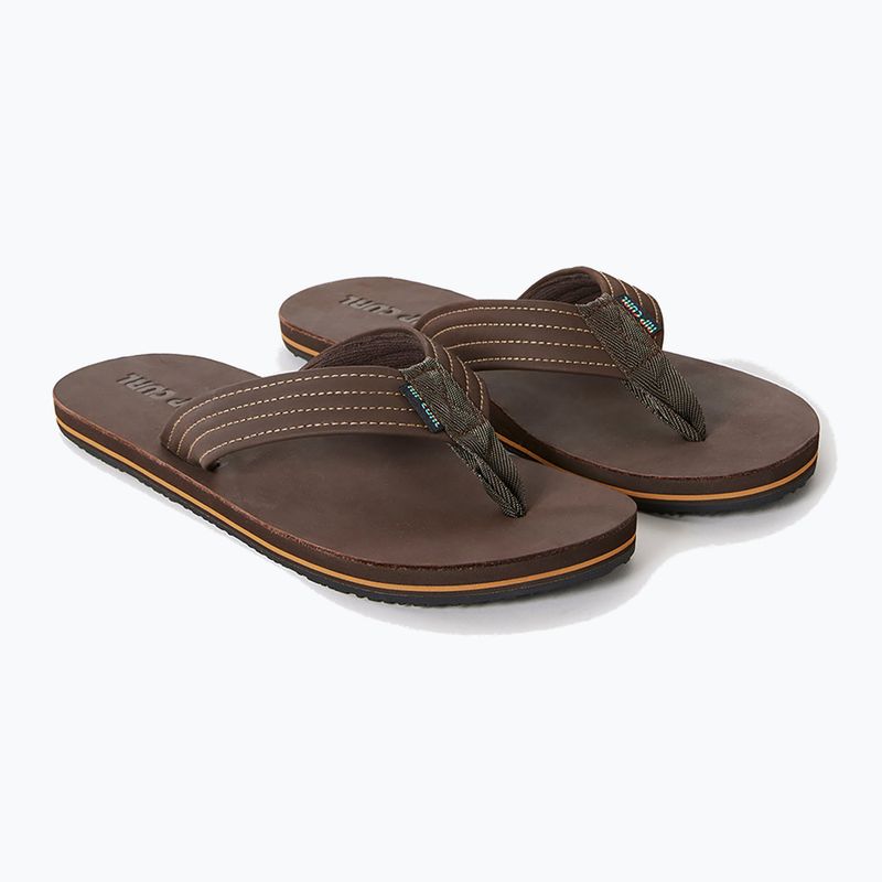 Herren Rip Curl Revival Leder Open Toe Flip Flops braun 8