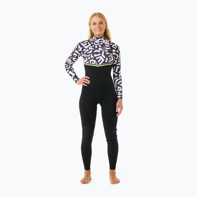 Neoprenanzug Damen Rip Curl E-Bomb 4/3mm Zip Free Sublimed black/ lime