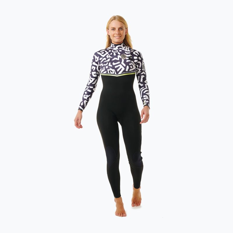Neoprenanzug Damen Rip Curl E-Bomb 4/3mm Zip Free Sublimed black/ lime 4