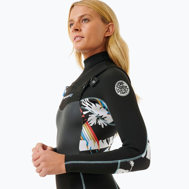 Rip Curl Dawn Patrol Frauen schwimmen Schaum 4/3mm Brust Zip Sublimed schwarz / schwarz / Multi 5