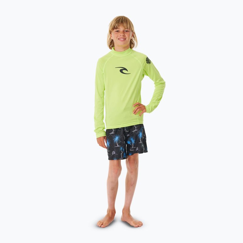 Rip Curl Brand Wave UPF Rash Vest Kinder Schwimmen Longsleeve Kalk 2