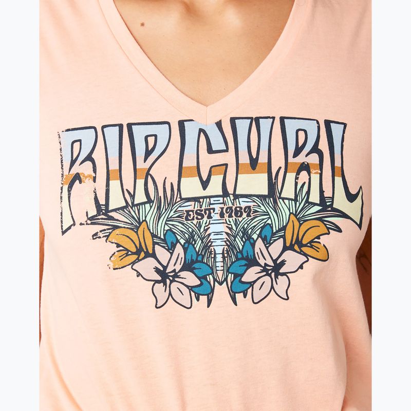 Damen Rip Curl Block Party V Tee heller Pfirsich