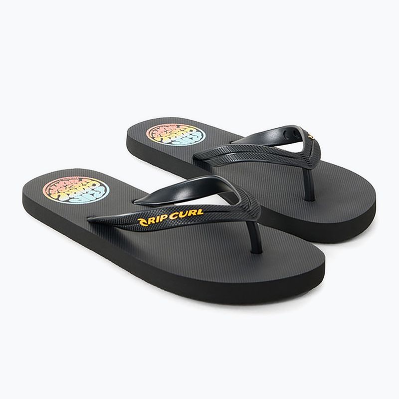 Rip Curl Wetty Fade Bloom gewaschene schwarze Kinder-Flip-Flops 8