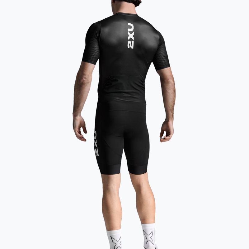 Herren Triathlonanzug 2XU Aero Hex Sleeved schwarz/weiß 3