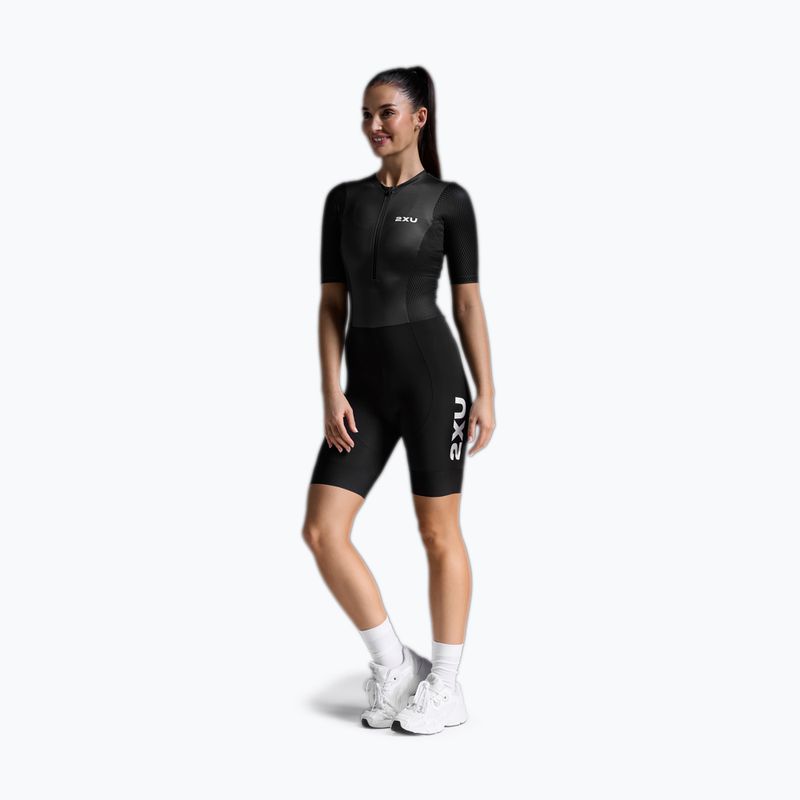 Damen-Triathlonanzug 2XU Aero Hex Sleeved black/white 2
