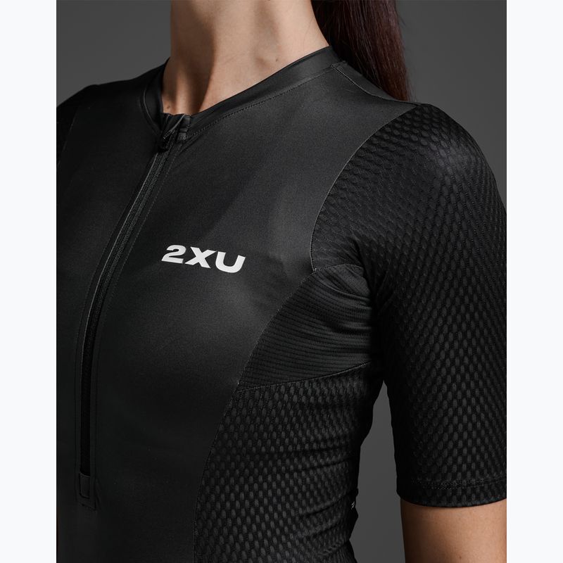Damen-Triathlonanzug 2XU Aero Hex Sleeved black/white 3