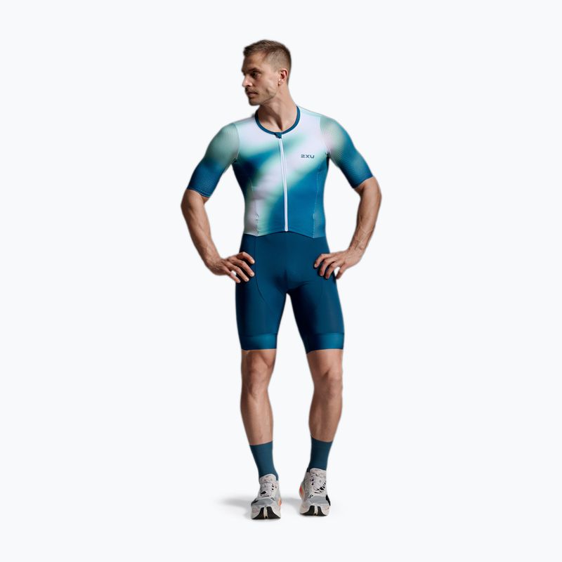Triathlonanzug für Herren 2XU Aero Hex Sleeved jelly mint/majol 3