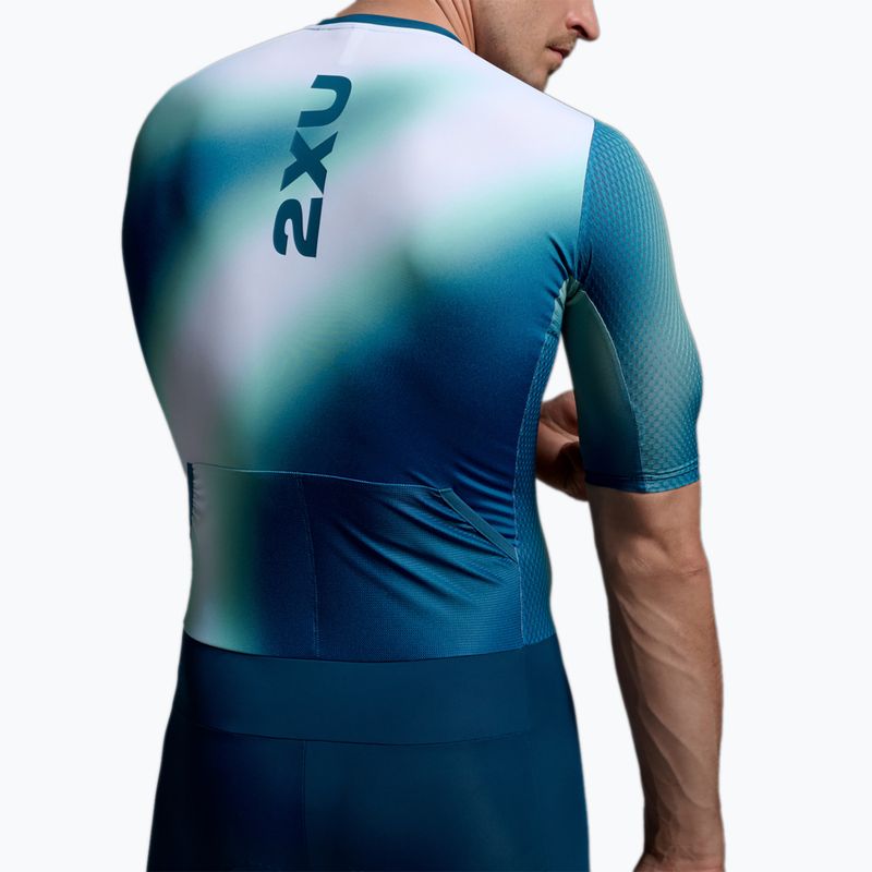 Triathlonanzug für Herren 2XU Aero Hex Sleeved jelly mint/majol 5
