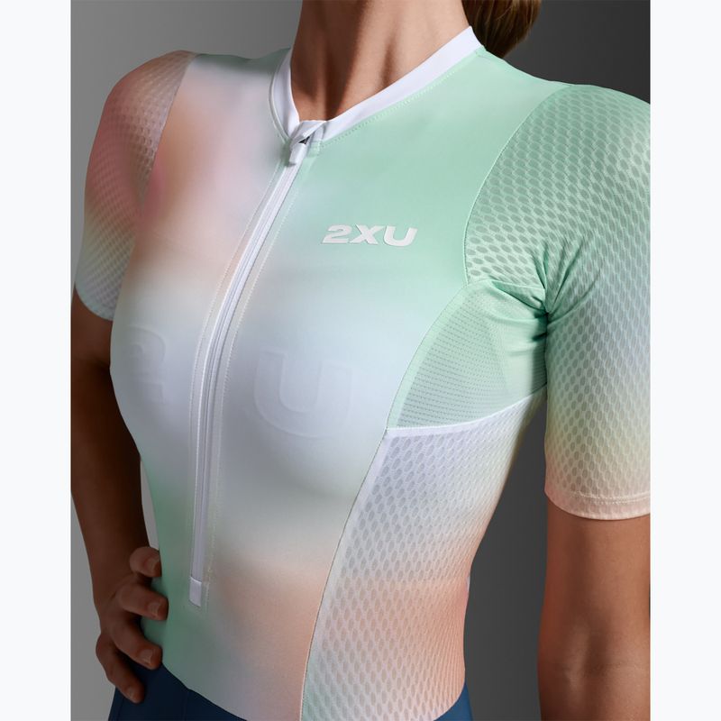 Damen-Triathlonanzug 2XU Aero Hex Sleeved jelly mint/majol 6