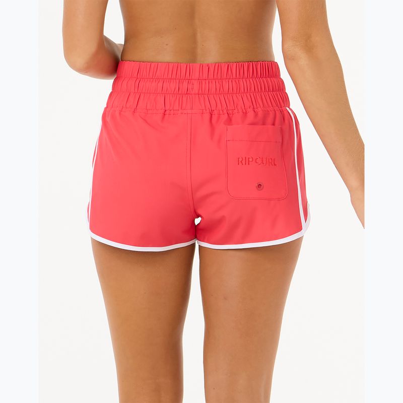 Damen Rip Curl hohe Taille Retro Volley 3" schwimmen Shorts Hibiskus rot 3