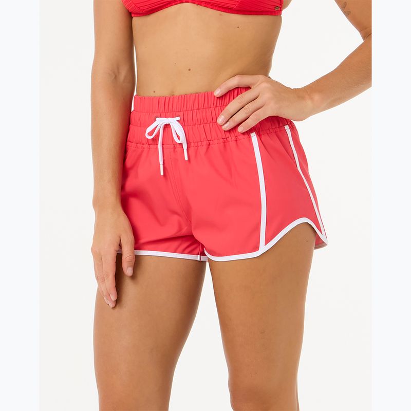 Damen Rip Curl hohe Taille Retro Volley 3" schwimmen Shorts Hibiskus rot 5