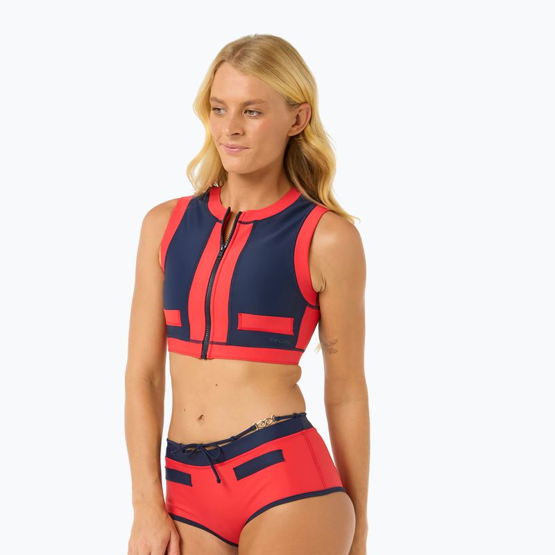 Rip Curl Coco Short Sleeve Vest Badeanzug Top rot/dunkelblau 4
