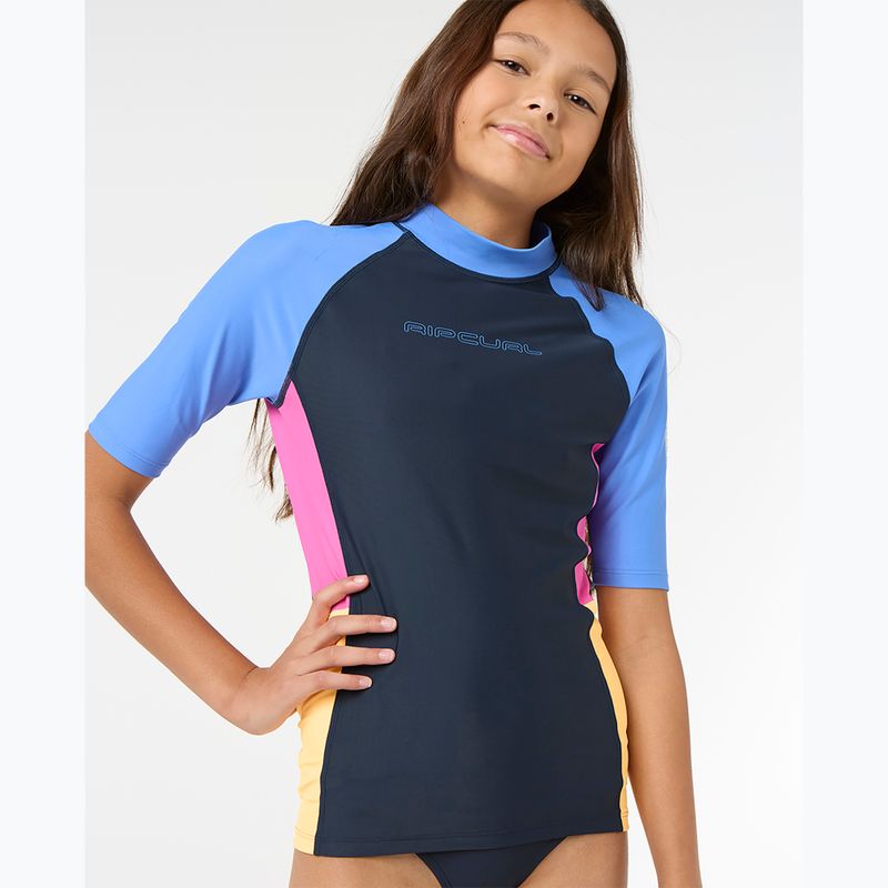 Kinder Rip Curl Block Party Rash Vest Schwimmen Shirt navy 4