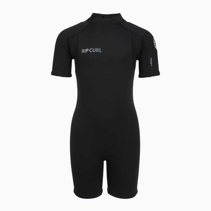 Kinder Schwimm-Neoprenanzug Rip Curl Groms Trad 2/2 mm Back Zip Springsuit black 2