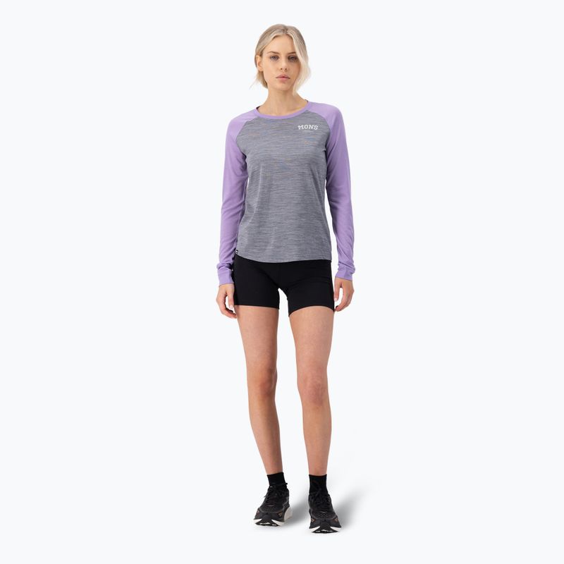 Damen-Thermoaktivshirt Mons Royale Icon Raglan grey heather/ lupin 2