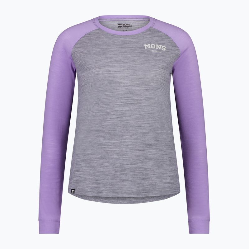 Damen-Thermoaktivshirt Mons Royale Icon Raglan grey heather/ lupin 4