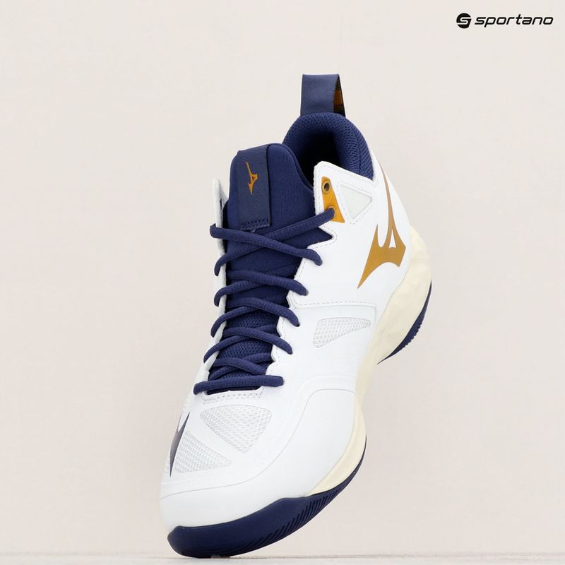 Volleyballschuhe Mizuno Wave Dimension Mid weiß/blaues Band/mp gold 9