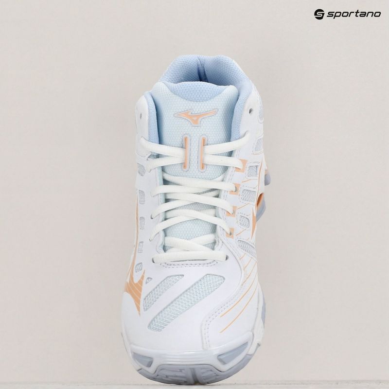 Damen Volleyballschuhe Mizuno Wave Voltage Mid weiß/pfirsich parfait/halogen blau 9