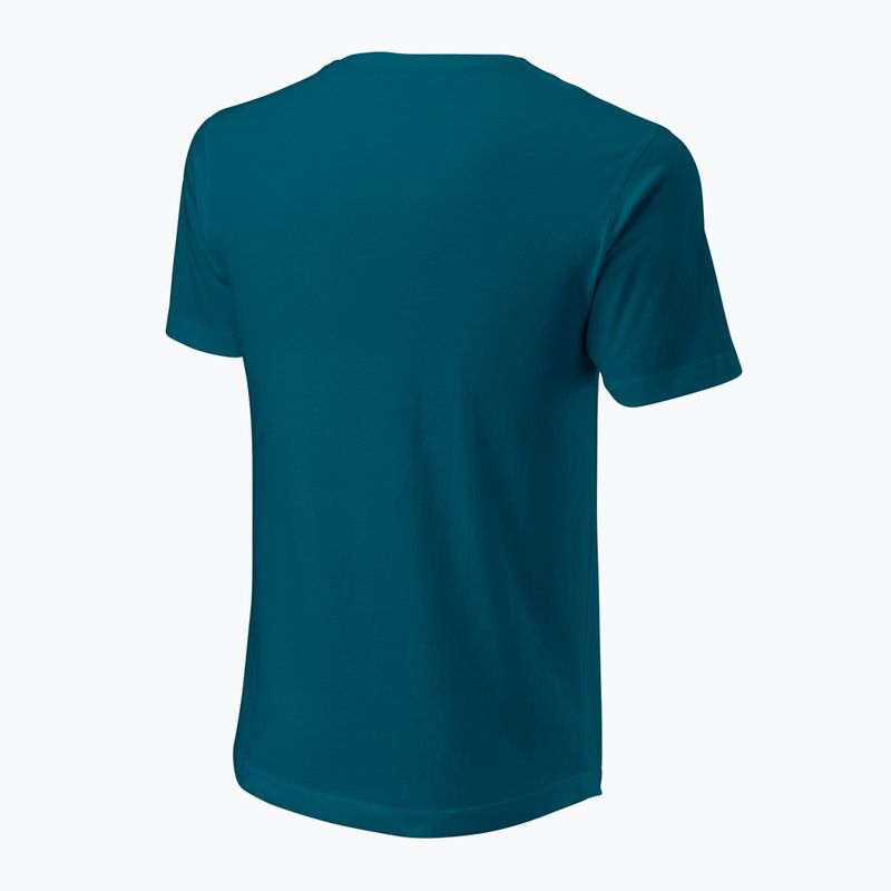 Herren-Tennisshirt Wilson Script Eco Cotton Tee blau/koralle 2