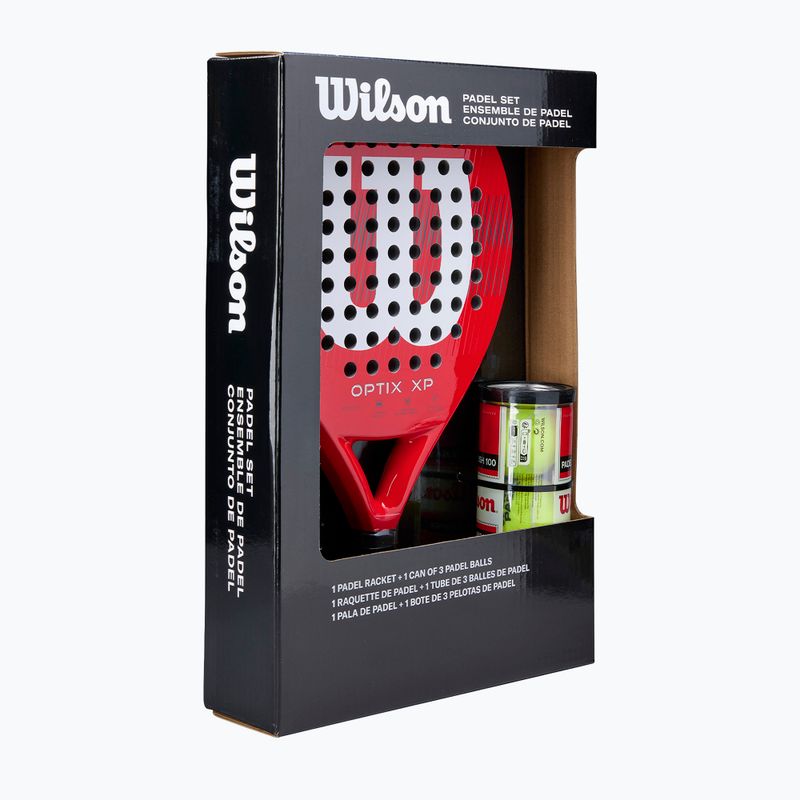 Padelschläger + 3 Bälle Wilson Optix XP Padel Kit Box red 2
