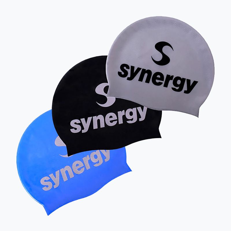 Schwimmkappe Synergy Silicone Swim Cap 3-Pack black/blue/silver