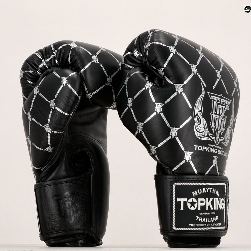 Top King Boxing Chain schwarz/silberne Boxhandschuhe 6
