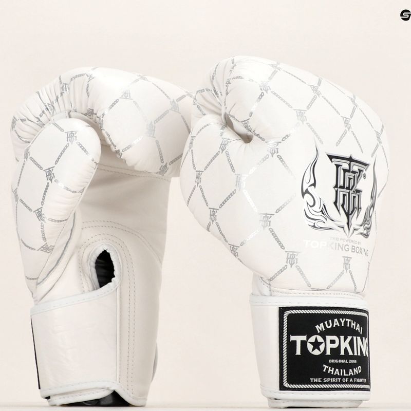Top King Boxing Chain weiß/silberne Boxhandschuhe 8