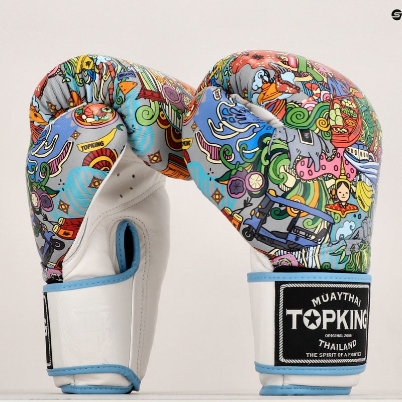 Top King Boxing Culture weiß/blaue Boxhandschuhe 7
