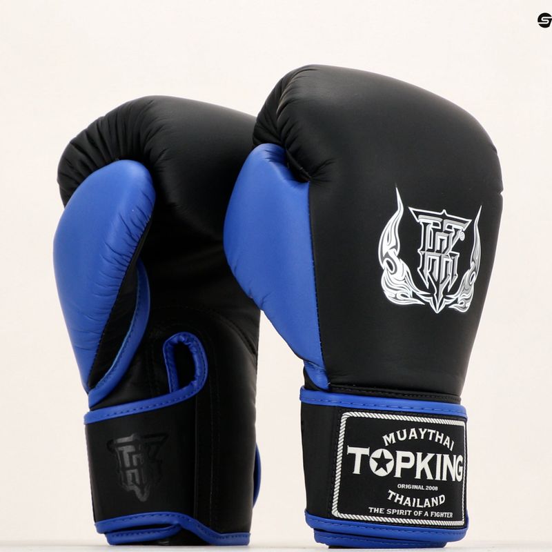Top King Reborn Boxhandschuhe Semi Leder schwarz/blau 7