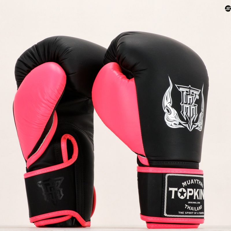 Top King Reborn Boxhandschuhe Semi Leder schwarz/rosa 6