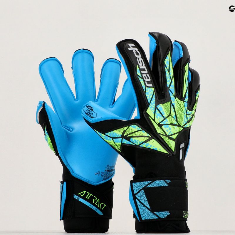 Reusch Attrakt Aqua Evolution Torwarthandschuhe schwarz/fluo lime/aqua 8