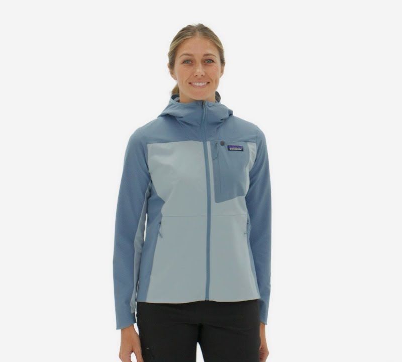Damen Softshelljacke Patagonia R1 CrossStrata Hoody lagom blau 16