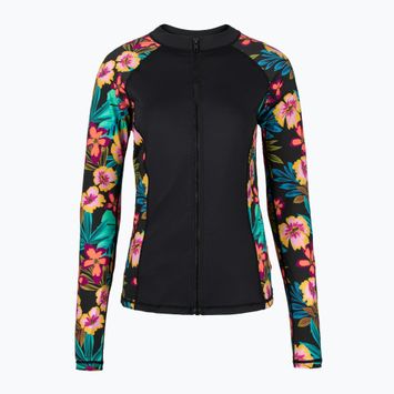 Hurley Damen Schwimmen Langarm Fiji Fantasy Zip Front Rashguard schwarz
