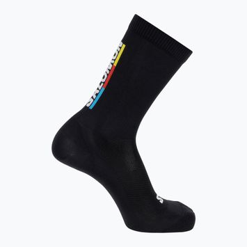 Salomon Pulse Race Flag Crew Laufsocken schwarz/ hellrot/ Zitrone