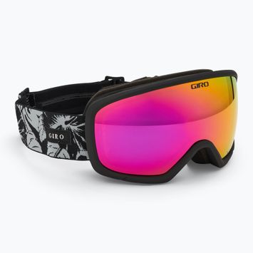 Skibrille Damen Giro Millie black&grey botanical lx/pink