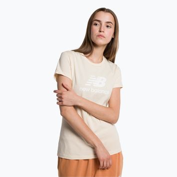 Damen New Balance Essentials Stacked Logo Co T-shirt beige NBWT31546