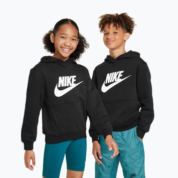 Kinder Nike Club Fleece Hoodie schwarz/weiss