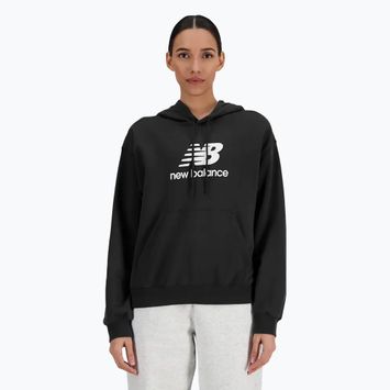 Damen New Balance French Terry Stacked Logo Hoodie schwarz