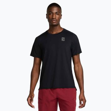 Herren Nike Court Dri-Fit Advantage Tennisshirt schwarz/weiß