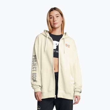 Sweatshirt Hoodie Damen Under Armour Project Rock HWT Full Zip Hard at Work silt/clay green/yellow ochre